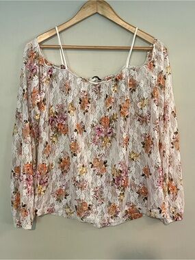 Vintage DEB Romantic Lacy Cold Shoulder Top